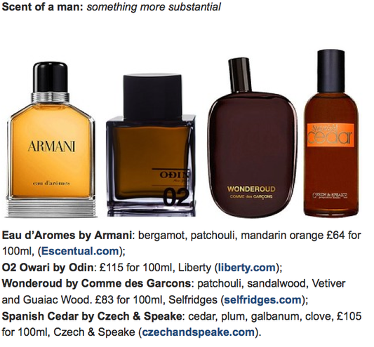 The Telegraph, Top 10 men's fragrances: The smell of summer - Spanish Cedar
