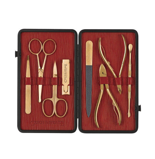 Manicure Set - Black & Red with Gold