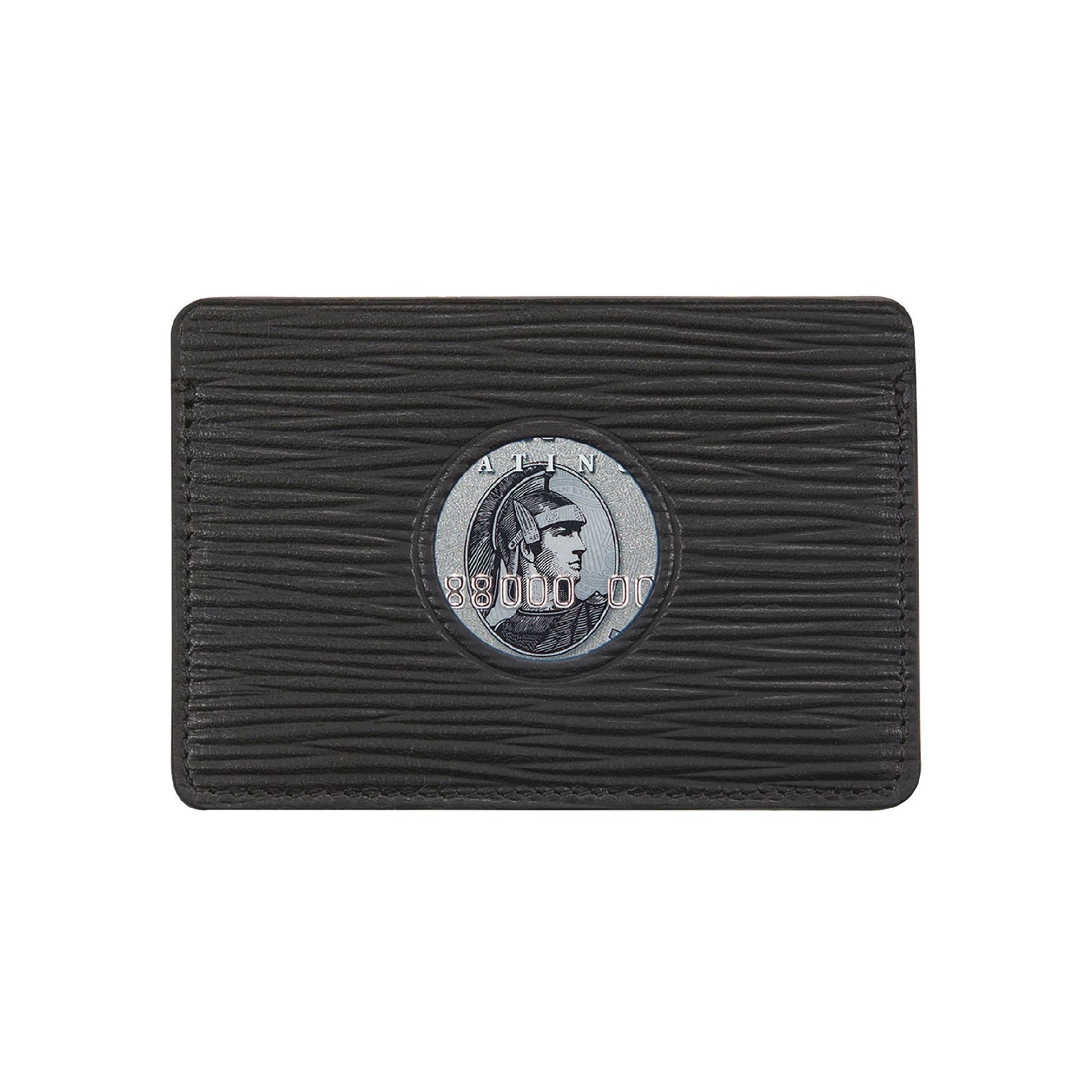 Single Cut Out Card Holder In Black Leather