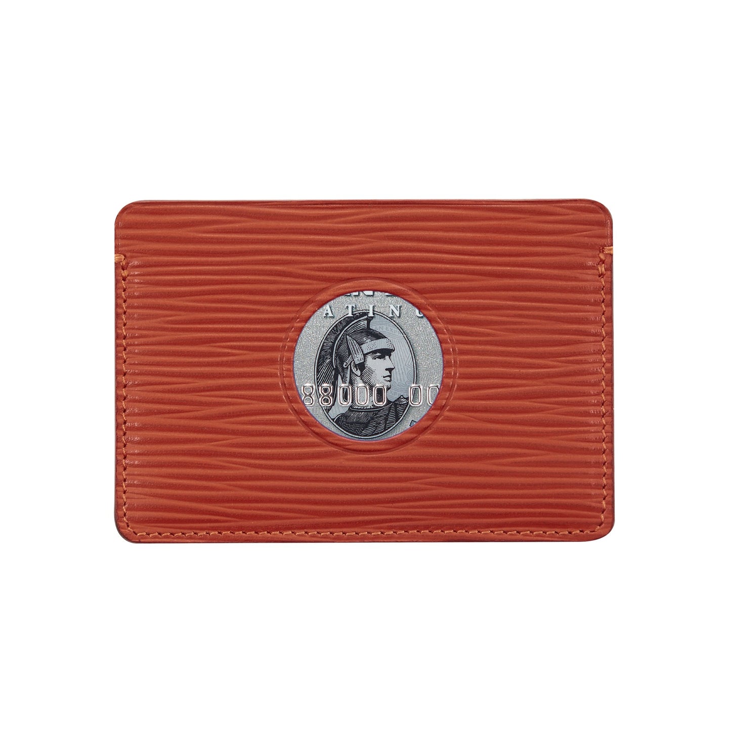Single Cut Out Card Holder In Red Leather
