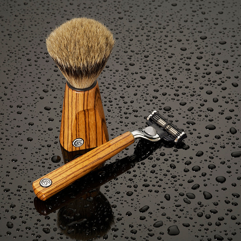 Zebrano Wood Silver Tip Badger Shaving Brush