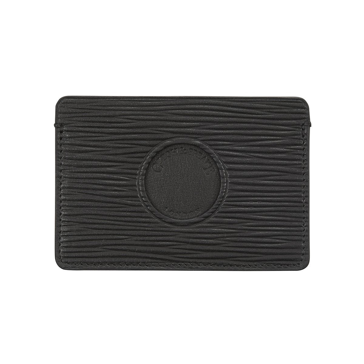 Single Cut Out Card Holder In Black Leather