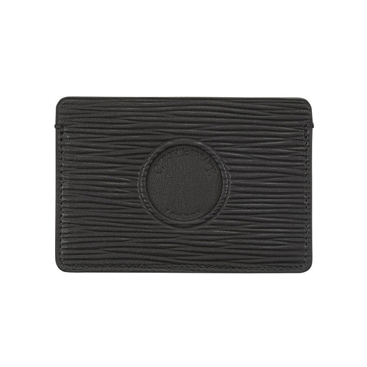 Single Cut Out Card Holder In Black Leather