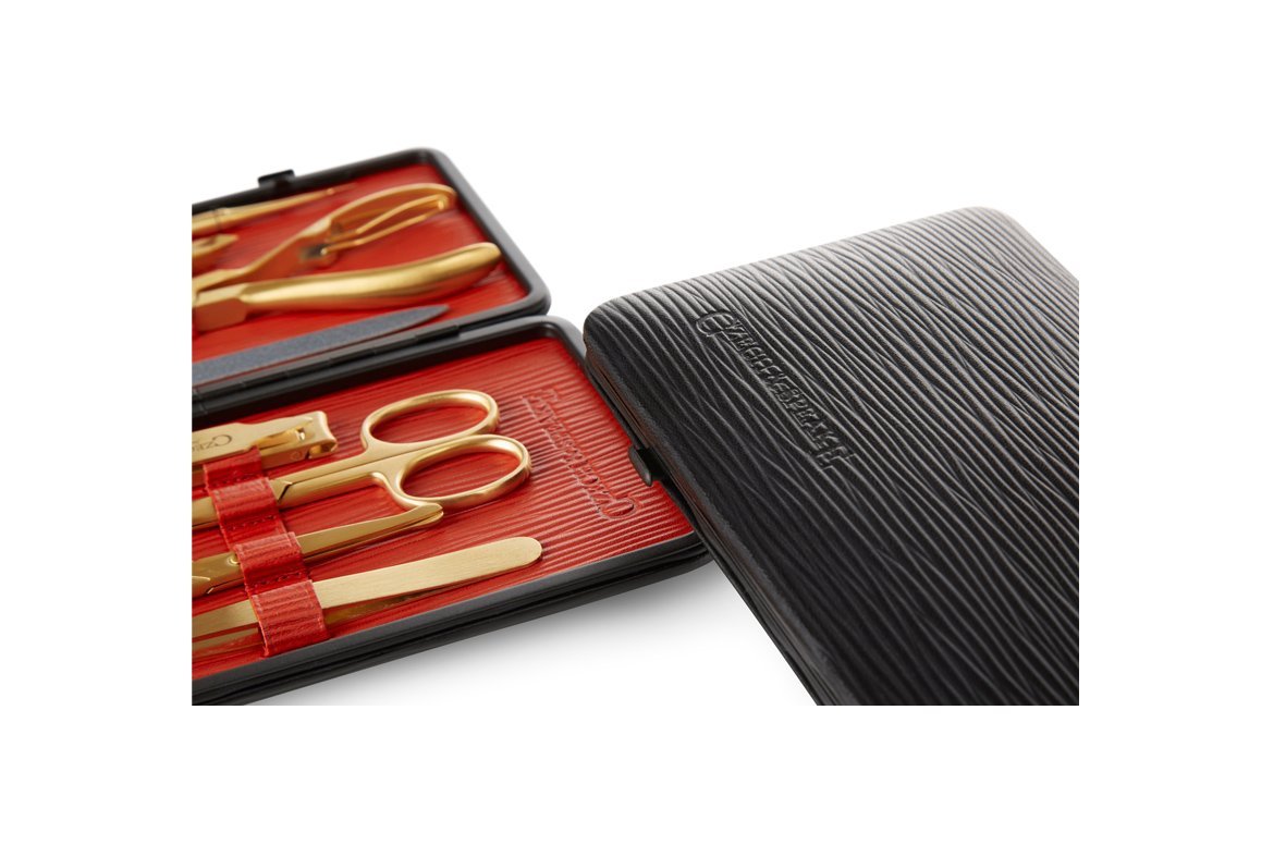 Manicure Set - Black & Red with Gold