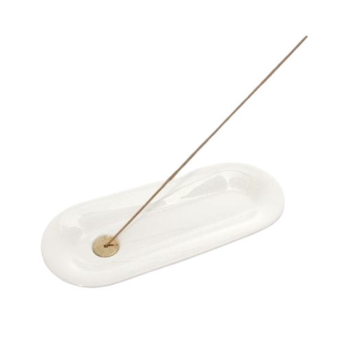 Porcelain Incense Stick Dish with Gold Tag